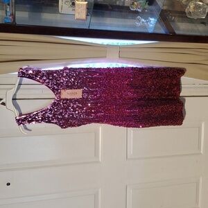 MANER Women's Sequin Dress Sparkly Glitter V-Neck Sleeveless Party Dress Size L